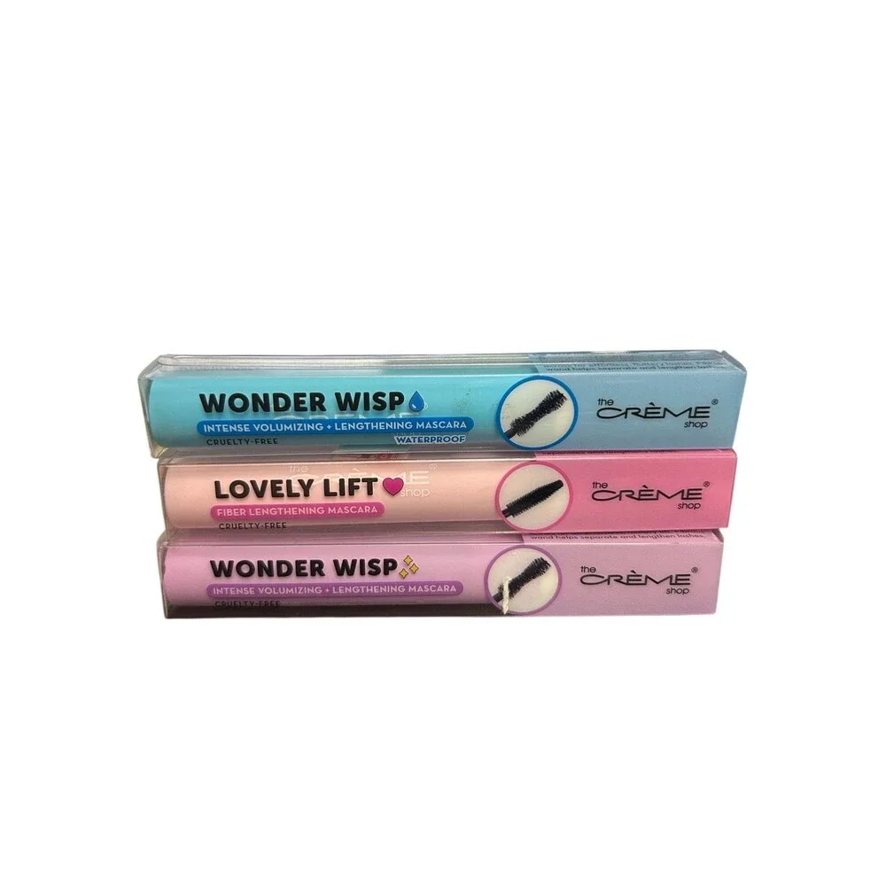 3 The Crème Shop Mascara Set Wonder Wisp Waterproof & Lovely Lift Black NIB